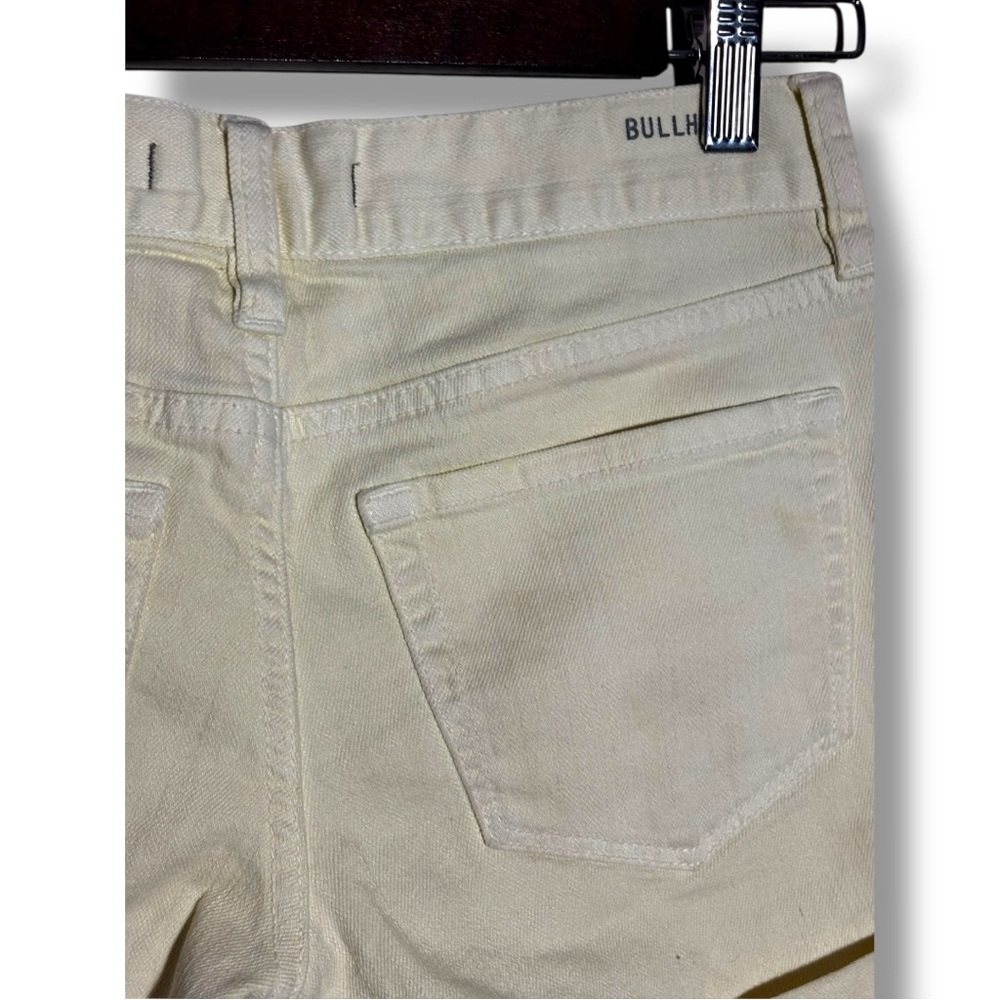 Bullhead Women's Pastel Yellow Denim Cotton Cuffed Micro Mini Shorts - Picture 8 of 12